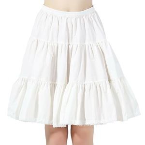 BEAUTELICATE 100% Cotton Skirt - 3 Tiered A-Line Retro Medieval Skirt - Medium
